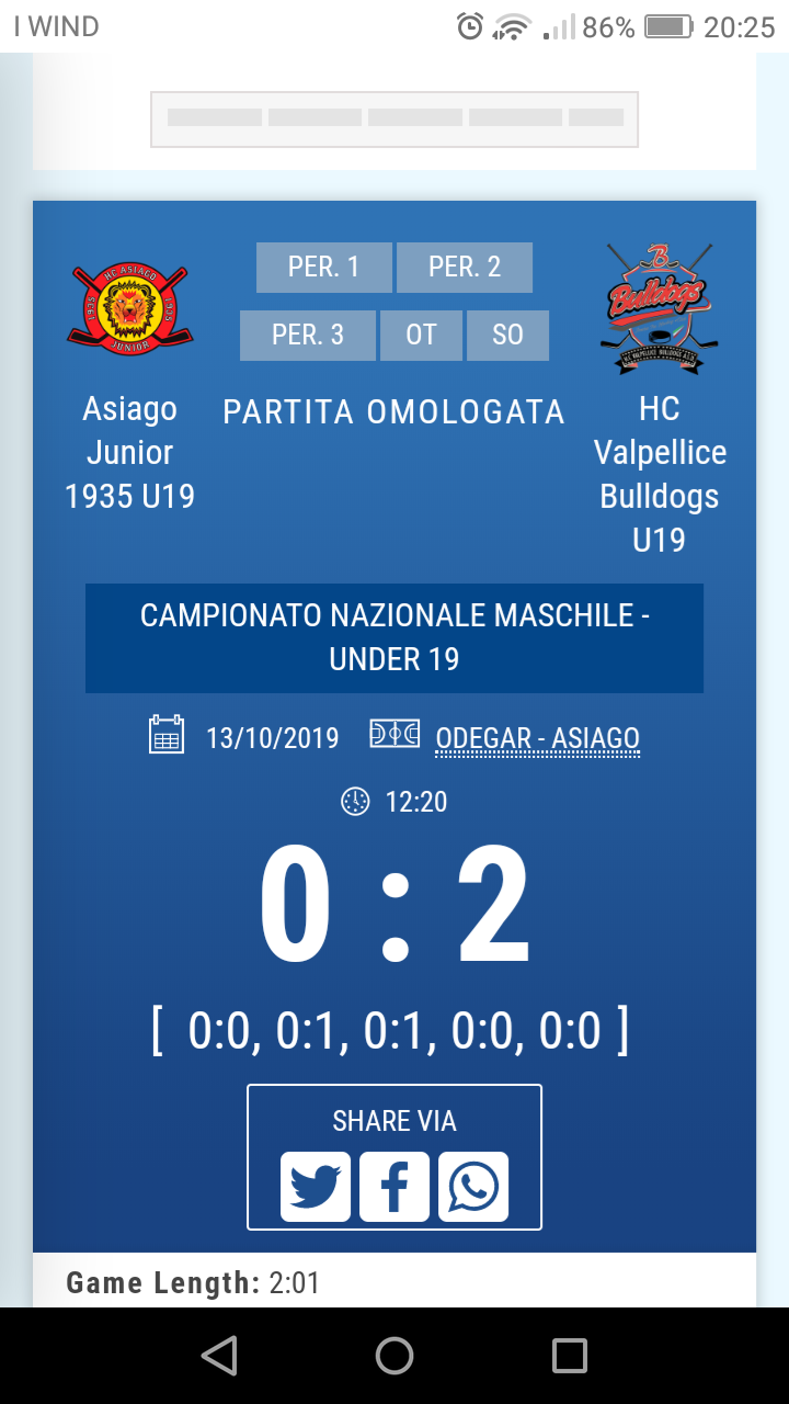 Junior League Under 19: Il Valpellice fa suo il big match con l’Asiago.